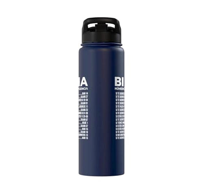 Biblia Numeros De Emergencia Christian Spanish Scripture God Stainless Steel Insulated Water Bottle - color: Navy Blue