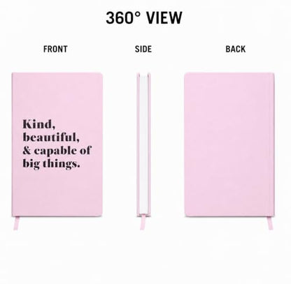WORLD TRAVELER Large Lined Journal Notebook 256 Ruled White & Ivory Pages - color: Beautiful & Capable