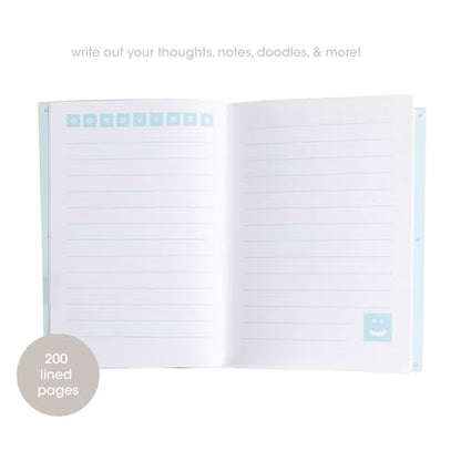 Pearhead Customizable Letterboard Journal with Silicone Cover – Fidget Notebook with Letters and Symbols, Lined Pages for Writing & Planning, Blue - color: Blue Letterboard Journal
