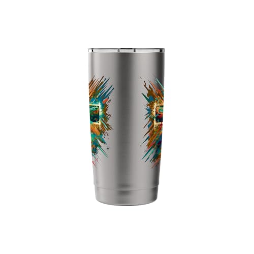 Abstract Cross Blessed Are The Peacemakers Matthew 5:9 Stainless Steel Insulated Tumbler - color: Brushed Steel