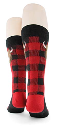 Foot Traffic Men's Outdoor-Themed Socks for Nature Lovers, Sizes 7–12 - color: Buffalo Plaid