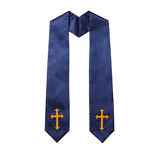 Clergy Stole & Choir Stole with Embroidered 60/72" - color: Navy Blue, size: 60 inch