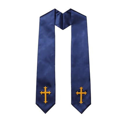 Clergy Stole & Choir Stole with Embroidered 60/72" - color: Navy Blue, size: 72 inch