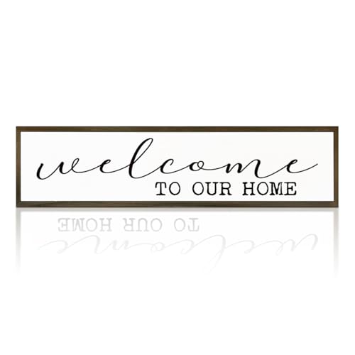 Home Decor for Front Door Porch, Freestanding Welcome Sign Indoor Outdoor Decor, Wall Decor Art, Decorative Wooden Table Sign, Welcome to Our Home Sign 17.8x4x1.2 inches - color: Day Sign 19