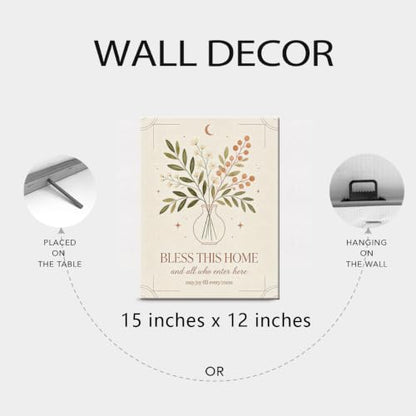 BEASTZHENG Bless This Home Floral Canvas Wall Art Farmhouse Room Accent - color: Bless this home