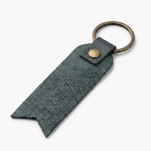 Leather Keychain, Christian Gifts for Men and Women, Full Grain Cowhide Debossed Bible Verse Flat Key Fob - color: Eden Green