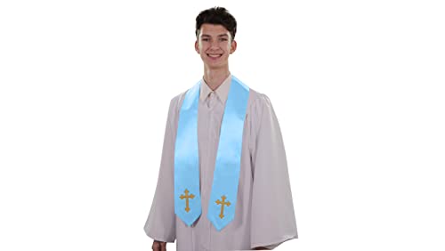 CLERKMANS Choir Stole with Crosses - color: Light Blue