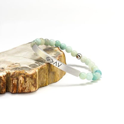 Inspirational Christian Bracelet for Women, 18K Gold Plated Bible Verse Jewelry with Amazonite Beads, Religious Faith Gift for Mom, Daughter, Sister, Friend - color: Gold is greater than highs and lows-Amazonite Silver