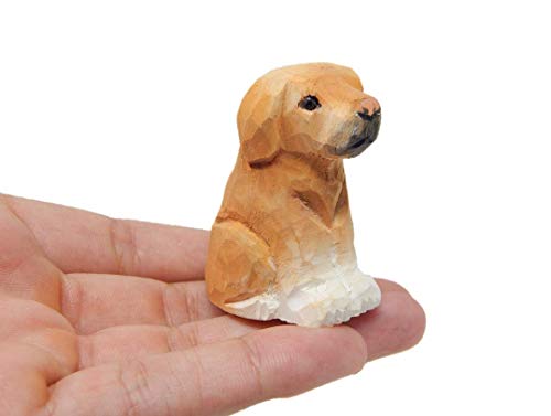 Selsela Labrador Retriever Wooden Figurine - Hand-Carved Miniature Wood Carving Dog Statue, Rustic Home Decor & Collectible Puppy Sculpture - style: Labrador Retriever