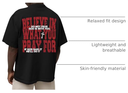 BINTEHGS Men's Christian Faith T-Shirts Inspirational Bible Verse Shirt Cross Oversized Tshirts for Men Jesus Graphic Tees - color: Black, size: XX-Large
