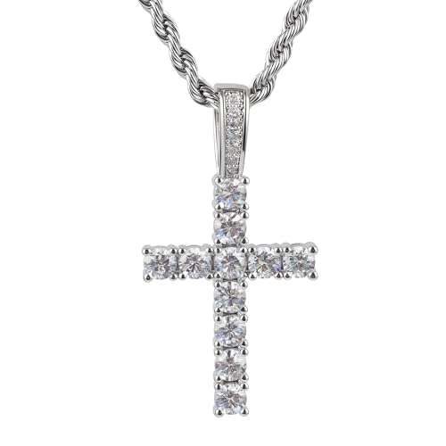 Cavalcade Rhinestone Cross Pendant for Car Rear View Mirror Decor Auto Faith Amulet Sparkly Religious Christian Medal Ornament (Silver) - color: Silver