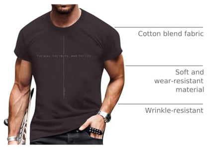 Christian Jesus Faith Shirts Men: The Way The Truth Life Cross Graphic Tee - color: Brown, size: XX-Large