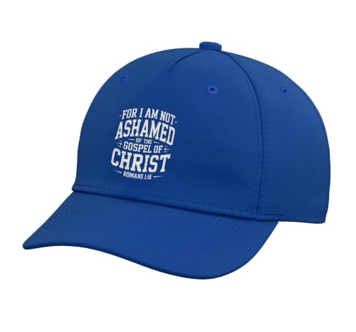 Not Ashamed Gospel Bible Verse God Jesus Christian Adjustable Baseball Hat - color: Royal Blue