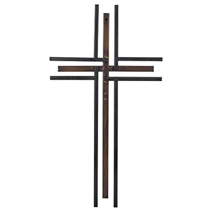Dicksons Galvanized Look Double Layer 16 inch Decorative Metal Decorative Hanging Wall Cross