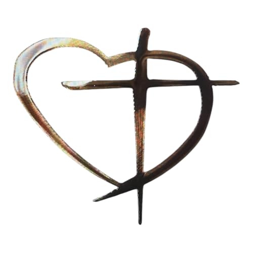 Heart with Cross Metal Wall Art Accent choose from 6 sizes and 2 color choices (Large 24" wide, Copper Bronzed Plated) - color: Copper Bronzed Plated, size: Large 24" wide