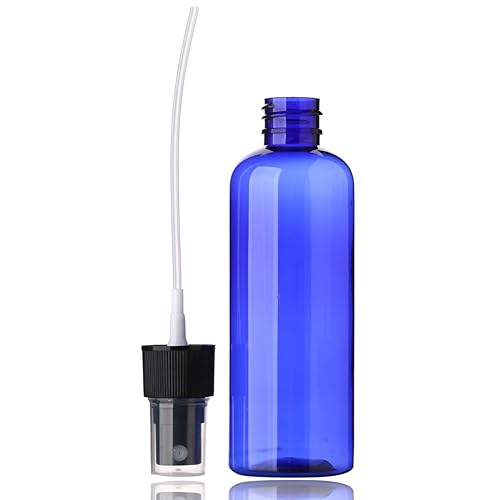 SINIDE Empty Spray Bottles 100 ml/3.4 oz, Blue Plastic Fine Mist Mini Travel Bottle Set, Portable Refillable Makeup Sprayer Containers for Perfume, Liquids, Aromatherapy, Cleaning Solution (4 Pack) - color: 100 ML 4 Pack (Blue)