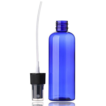 SINIDE Empty Spray Bottles 100 ml/3.4 oz, Blue Plastic Fine Mist Mini Travel Bottle Set, Portable Refillable Makeup Sprayer Containers for Perfume, Liquids, Aromatherapy, Cleaning Solution (4 Pack) - color: 100 ML 4 Pack (Blue)