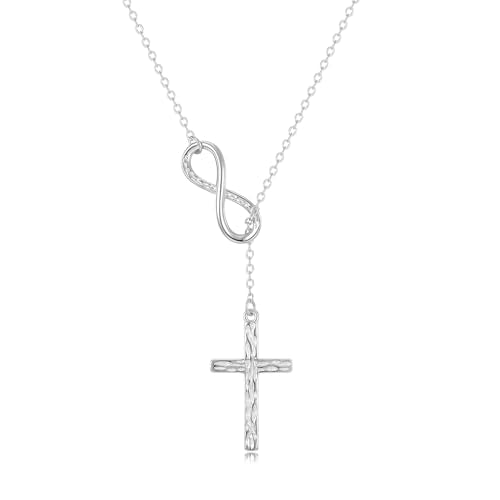 925 Sterling Silver Infinity Cross Necklace for Women - color: Silver