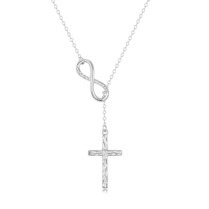 925 Sterling Silver Infinity Cross Necklace for Women - color: Silver