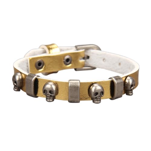 Jeilwiy Punk Rock Gothic Black Rivet Leather Spiked Necklace Collar Neckband Leather Choker Necklace for Women Mom Gifts Adjustable - color: HGB152-Gold