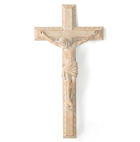BC Catholic Crucifix Wall Cross, 12" H Jesus Christ Home Decor - color: Wooden