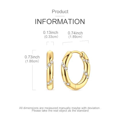 LAZA 925 Sterling Silver Earrings for Women Huggies Hoop Gold Earrings - color: Gold small Hoop Earrings