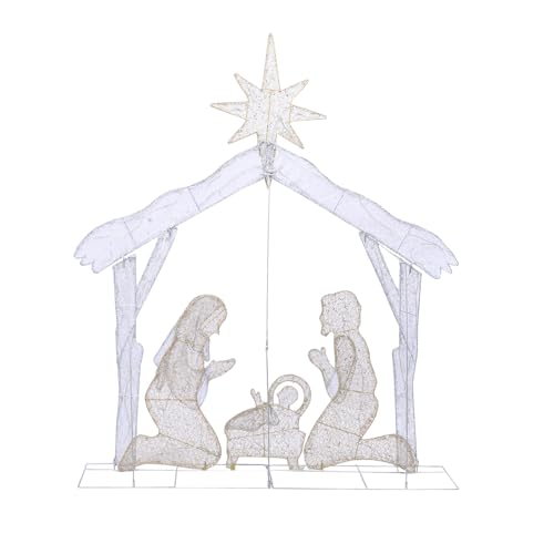 4.3 FT Lighted Christmas Nativity Scene, Pre‑Lit Outdoor Yard Decor
