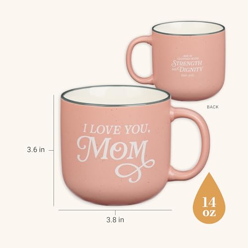 Christian Art Gifts I Love You Mom Coffee Mug, Proverbs 31 Bible Verse, Microwave/Dishwasher Safe, 14 oz, Pink & White Mom Mug, Gifts for Mom - color: Pink/Love You Mom, size: 14 Ounces