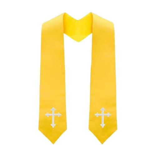 Clergy Stole & Choir Stole with Cross Embroidery 60'' (Pink) - color: Gold