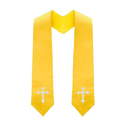 Clergy Stole & Choir Stole with Cross Embroidery 60'' (Pink) - color: Gold