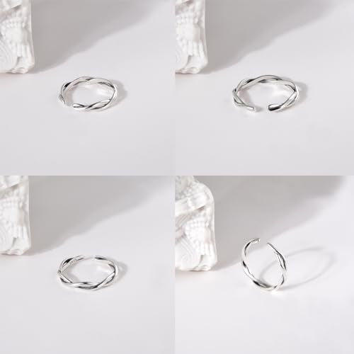 925 Sterling Silver Celtic Knot Open Adjustable Ring for Women Size 4-7 - color: Three line twist