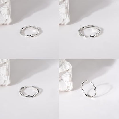 925 Sterling Silver Celtic Knot Open Adjustable Ring for Women Size 4-7 - color: Three line twist