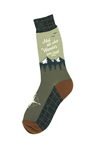 Foot Traffic Men's Outdoor-Themed Socks for Nature Lovers, Sizes 7–12 - color: Wanderer
