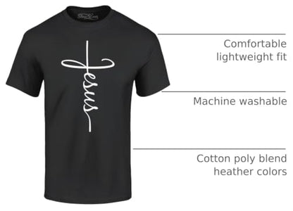 Jesus Cross T-Shirt - Christian Religious Graphic Tee for Men Women - color: Black, size: Large