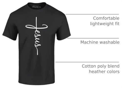 Jesus Cross T-Shirt - Christian Religious Graphic Tee for Men Women - color: Black, size: Medium