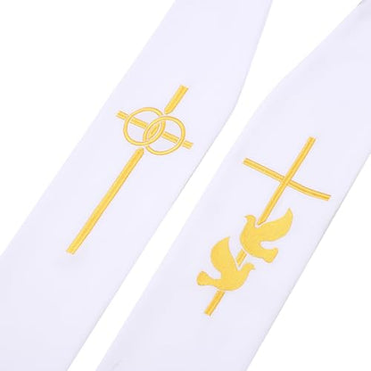 Pastor Wedding Stole with Embroidery Cross/Dove 94”/98" for Clergy