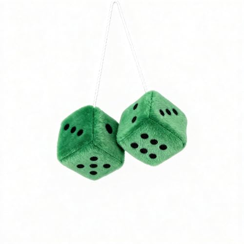 Fuzzy Dice for Car 2.75” White Plush Car Dice Classic Vintage Fuzzy Dice for Rear View Mirror Automotive Interior Accessories (Green + Black) - color: Green + Black