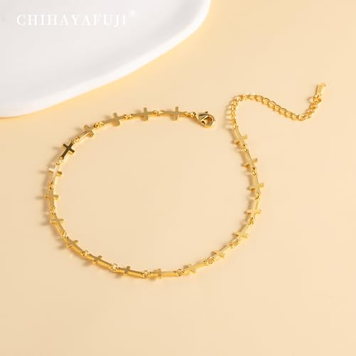 14K Gold/Sterling Silver Plated Ankle Bracelets for Women Waterproof Layered Stackable Sparkly Chain Birthstone Charm Non Tarnish Large Adjustable Birthday Jewelry Gift - color: Gold2