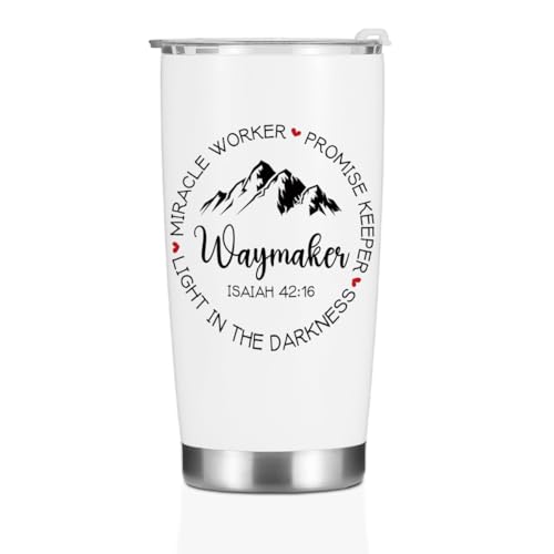 Christian Gifts for Women Men Her Tumbler, Inspirational Bible Verse Scripture Gifts Birthday Christmas, Faith Religious Coffee Mug Stainless Steel Vacuum Insulated Double Wall Travel Cup with Lid - color: Waymaker 1225