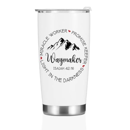 Christian Gifts for Women Men Her Tumbler, Inspirational Bible Verse Scripture Gifts Birthday Christmas, Faith Religious Coffee Mug Stainless Steel Vacuum Insulated Double Wall Travel Cup with Lid - color: Waymaker 1225