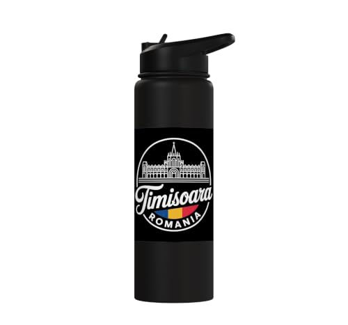 Timisoara Romania Retro Script Travel Souvenir Stainless Steel Insulated Water Bottle