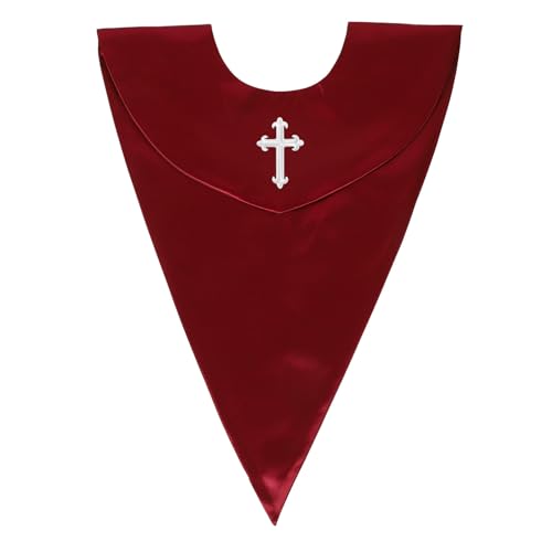 Unisex V-Shape Church Choir Stole with Cross for Adults Church - color: Maroon, size: White Cross