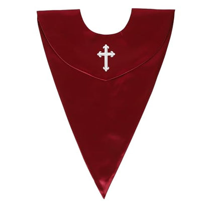 Unisex V-Shape Church Choir Stole with Cross for Adults Church - color: Maroon, size: White Cross