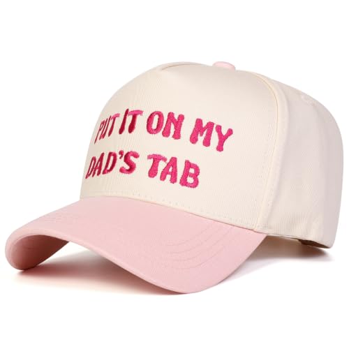 Trendy Embroidered Baseball Cap for Men & Women, Adjustable Snapback Hat for Casual Wear - color: Dad's Tab|pinkbeige