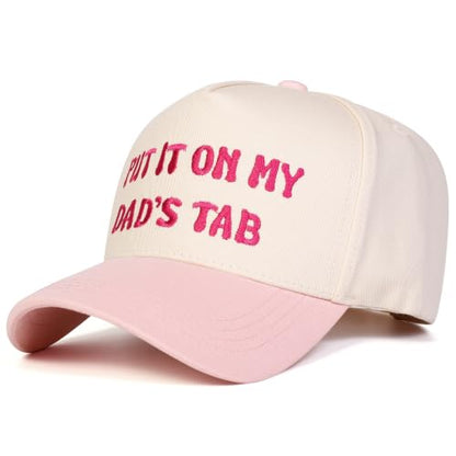 Trendy Embroidered Baseball Cap for Men & Women, Adjustable Snapback Hat for Casual Wear - color: Dad's Tab|pinkbeige