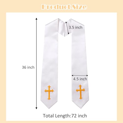 10 PC Clergy Stole & Choir Stole Bulk 60/72" - color: White, size: 72 inch