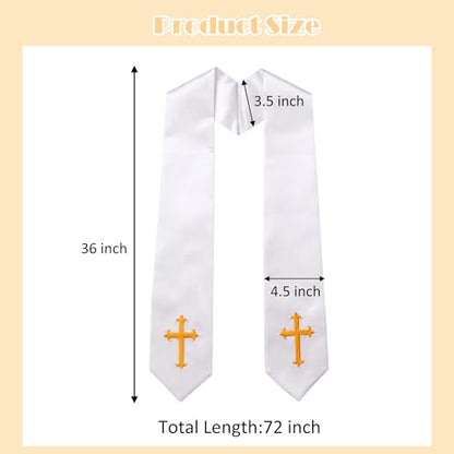 10 PC Clergy Stole & Choir Stole Bulk 60/72" - color: White, size: 72 inch