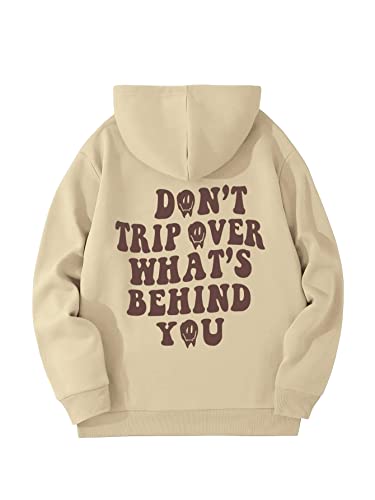 Floerns Men's Long Sleeve Hooded Casual Y2K Graphic Hoodies Sweatshirt - color: A Khaki, size: Small