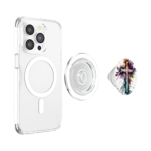 Christian Cross Watercolor Illustration PopSockets PopGrip for MagSafe - style: Magnetic PopGrip