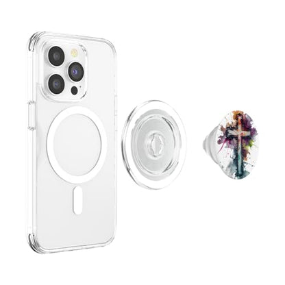 Christian Cross Watercolor Illustration PopSockets PopGrip for MagSafe - style: Magnetic PopGrip